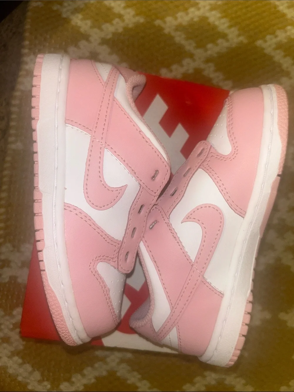 Nike Kids Pink and White Hook-and-Loop Low-Top Sneakers